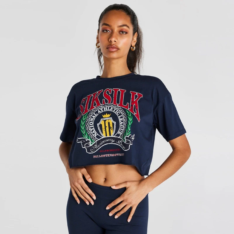 Image of SikSilk Logo T-Shirt Womens - Blue Blue 4