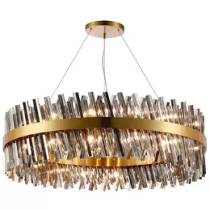 Image of Luminosa Kalih 32 Light G9, Ceiling Pendant Round, Brass, Smoke Item Weight: 29.51kg