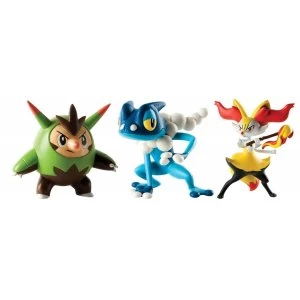Image of Pokemon Action Pose Figure 3 pack Quilladin Braixen and Frogadier