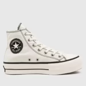 Image of Converse All Star Lift Hi Bold Scene Trainers In White & Black