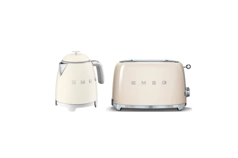 Image of Smeg Smeg Mini Kettle and 2-sl Toaster, 50's Style Retro Range, Cream Cream One Size Unisex 5056462384436