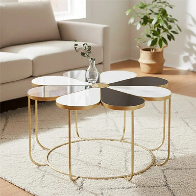 Image of Orsina Jodie Black And White Top Petal Shape Table