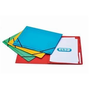 Image of Elba Boston Foolscap Part File Pressboard Elasticated 5 Part Red Pack of 5