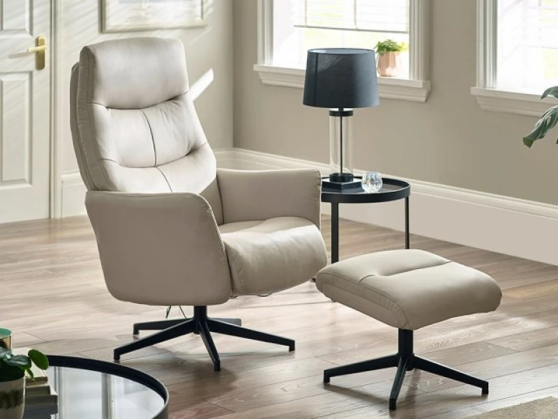 Image of Julian Bowen Priya Grey Fabric Recliner Chair with Footstool