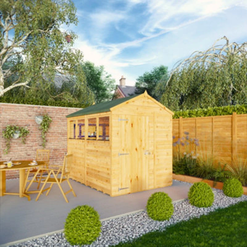 Image of Mercia 8 x 6 Woodsman Shiplap Apex Shed, Brown SI-100-001-0004