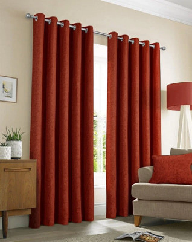 Image of Sundour Amberley Chenille Eyelet Curtains Orange