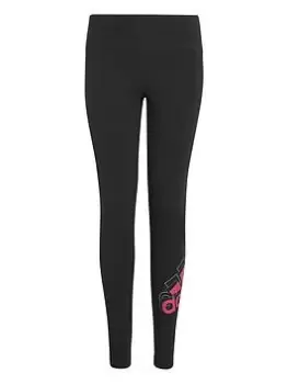 Image of adidas Essentials Big Logo Junior Girls Brand Love Tight, Black, Size 7-8 Years