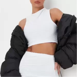 Image of Missguided Co Ord Textured High Neck Racer Crop Top - White