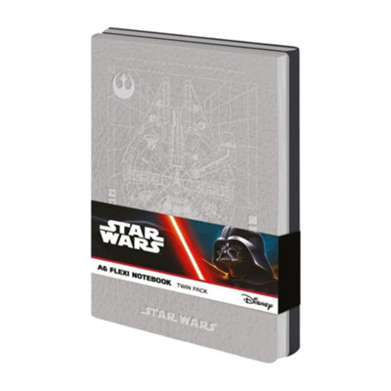Image of Star Wars Star Wars Rebel Flexible A6 Notebook Pack of 2 in Mid Grey Mid Grey One Size Unisex 5063750916958