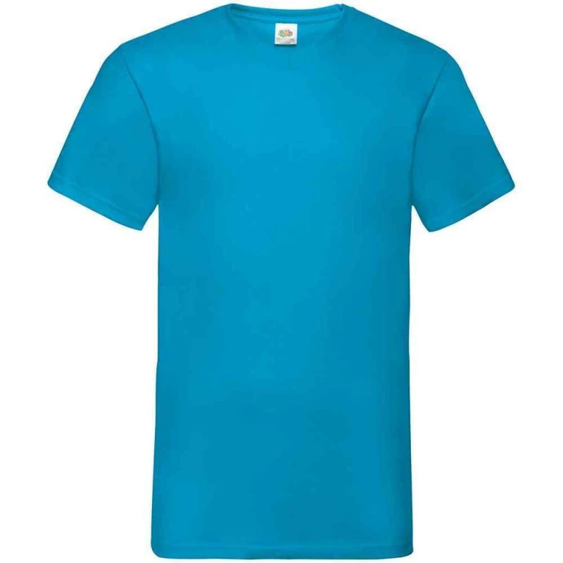 Image of Fruit Of The Loom Fruit of the Loom Men Valueweight V Neck T-Shirt in Blue Size: Small Blue S Male 5063527506900
