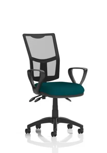 Image of Eclipse Eclipse Plus III Lever Task Operator Chair Mesh Back With Bespoke Colour Seat With Loop Arms In Maringa Teal KCUP1666