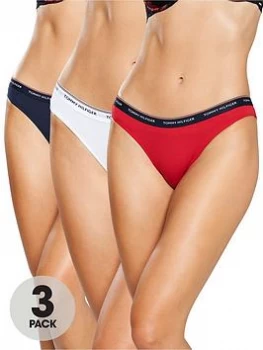 Image of Tommy Hilfiger 3 Pack Logo Tape Knicker - Red/White/Navy