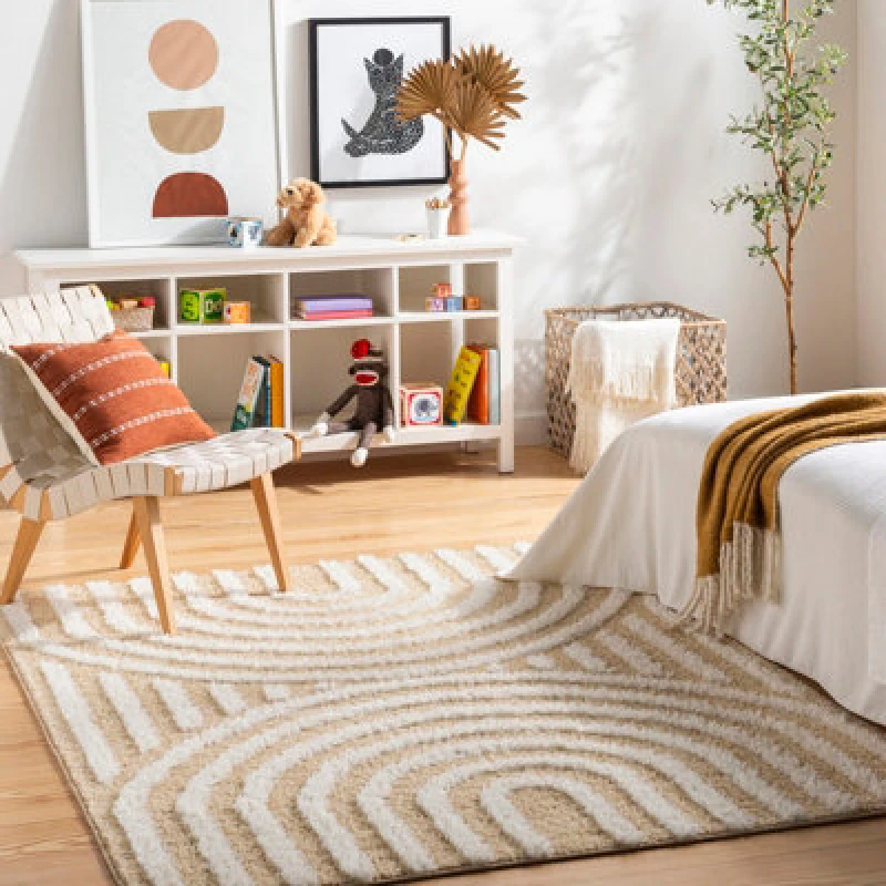 Image of Livabliss Shaggy Modern Plush Pile Light Orange Marava Area Rug 160 X 213cm - Easy Care, Non Shedding, Ideal For Living Room & Bedroom