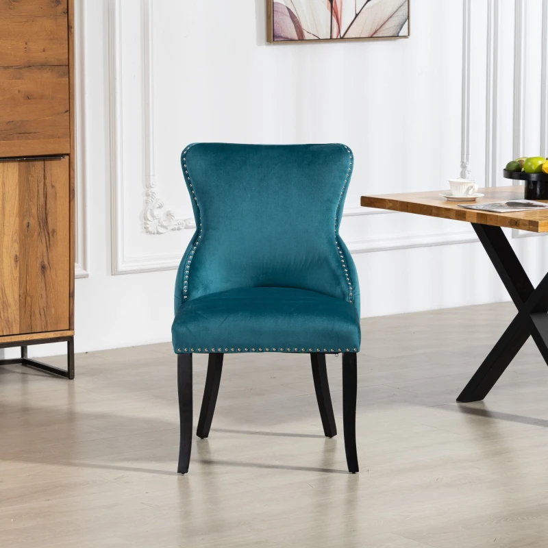 Image of Artemis Home Palata Velvet Fabric Dining Chairs - Set of 2 in Teal Size: 2 Pack Teal Unisex 2 Pack