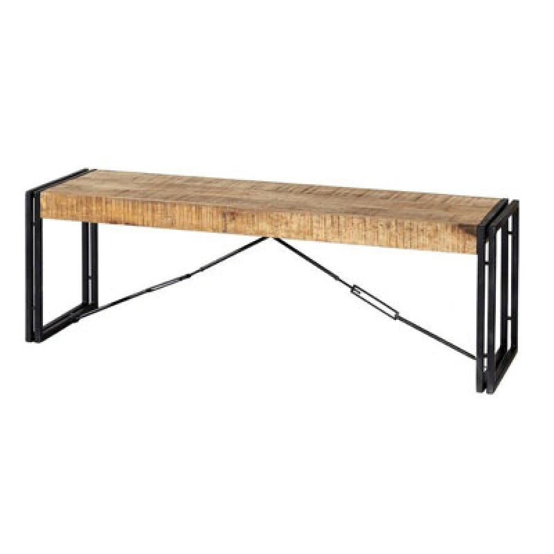 Image of Buttercup Farm Cosmo Industrial Bench - Solid Mango Wood/metal - L40 X W140 X H45 Cm