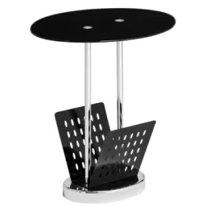 Image of Magazine Table Black Glass Chrome Finish Base