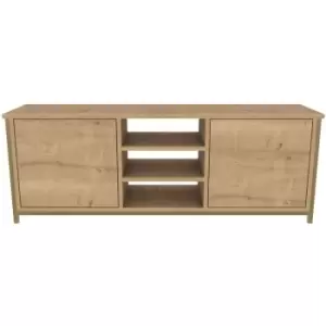 Image of Decorotika - Otis Modern tv Stand, tv Unit, tv Cabinet Storage With Open Shelves - Yellow And Oak - Gold / Oak