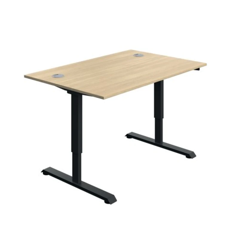 Image of Serrion Single Motor Sit/Stand Desk 1200x800x730-1220mm Oak/Black KF800318