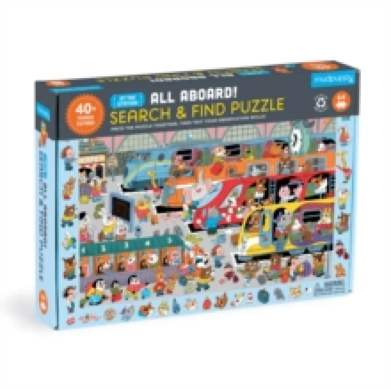 Image of All Aboard! Train Station 64 Piece Search & Find Puzzle Jigsaw