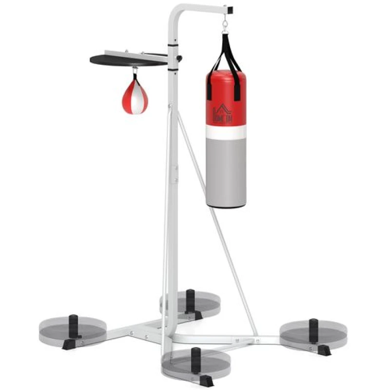 Image of HOMCOM HOMCOM Boxing Station with Punchbag & Speed Ball Freestanding Hanging Frame in White White One Size Unisex 5061025114573