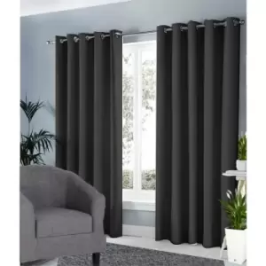 Image of Ring Top Ready Made Blackout Curtains 90 x 90" - Charcoal - Charcoal