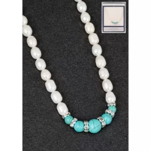 Image of Silver Plated Freshwater Pearl/Turquoise Necklace