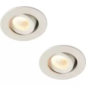 Image of 2 PACK Micro Adjustable Ceiling Downlight - 4W Warm White LED - Matt White