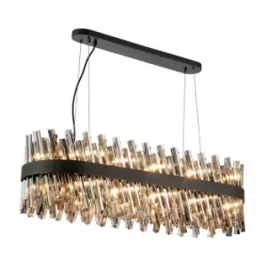 Image of Luminosa Kalih 24 Light G9, Ceiling Pendant Oblong, Satin Black, Smoke Item Weight: 22.65kg