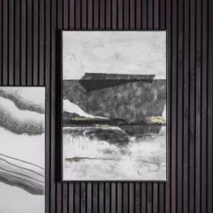 Image of Cliffs Edge Abstract Framed Canvas Grey