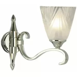 Image of Loops - Luxury Traditional Single Wall Light Bright Nickel Art Deco Glass Shade Dimmable