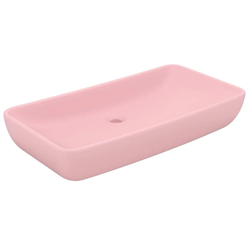 Image of vidaXL Luxury Basin Rectangular Matt Pink 71x38cm Ceramic, Pink 146955