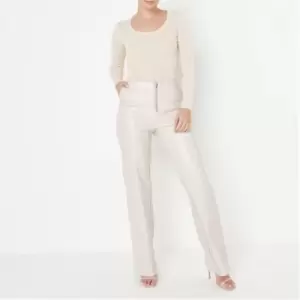 Image of Missguided Tall Zip Front Straight Leg Trouser - Neutral