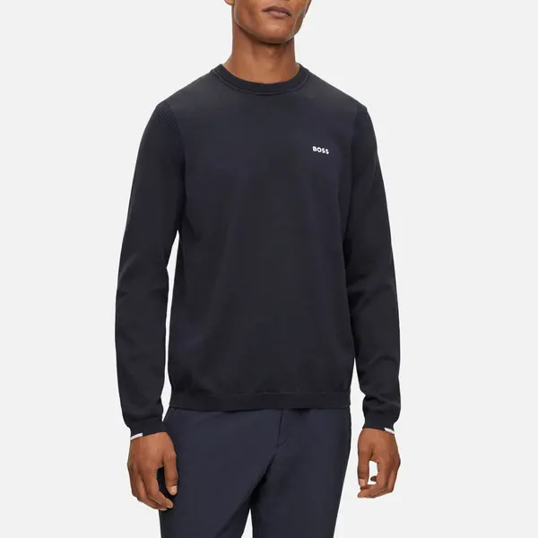 Image of BOSS Green Ever-X Crew Neck Cotton-Blend Sweatshirt - XL Blue Hoodies and Sweatshirts male 50498539-402 XL