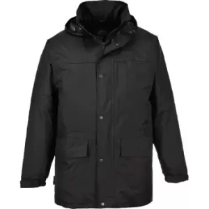 Image of Portwest Mens Oban Fleece Lined Waterproof Jacket Black 3XL