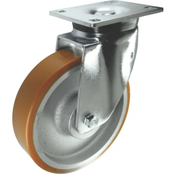 Image of Swivel Plate 200MM Polyurethane Tyre - Atlas Workholders