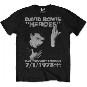 Image of David Bowie Heroes Earls Court Mens Medium T-Shirt - Black