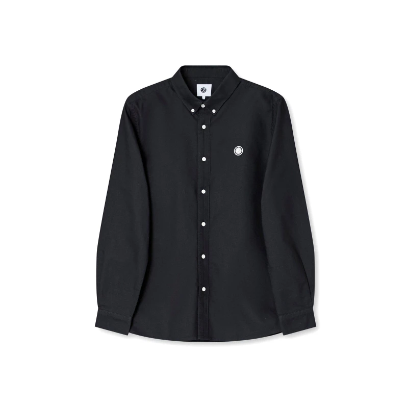 Image of Pretty Green Mens Oxford Long-Sleeve Plain Shirt Black male Small
