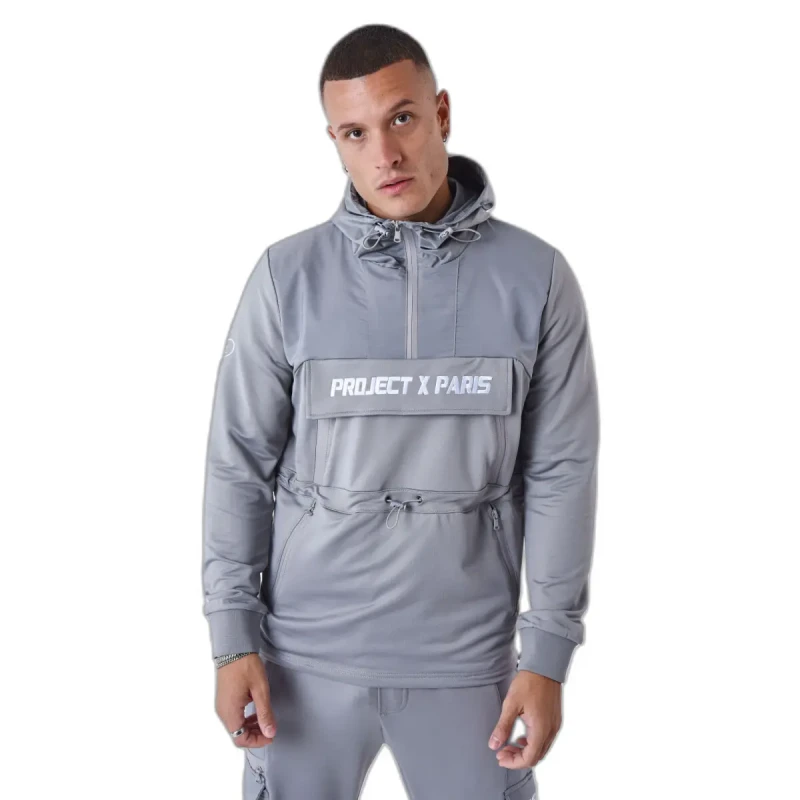 Image of Project X Paris Windbreaker style hoodie Project X Paris Gris Male L