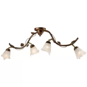 Image of Bluszcz Multi Arm Semi Flush Ceiling Light With Glass Shades, Brown, 4x E14