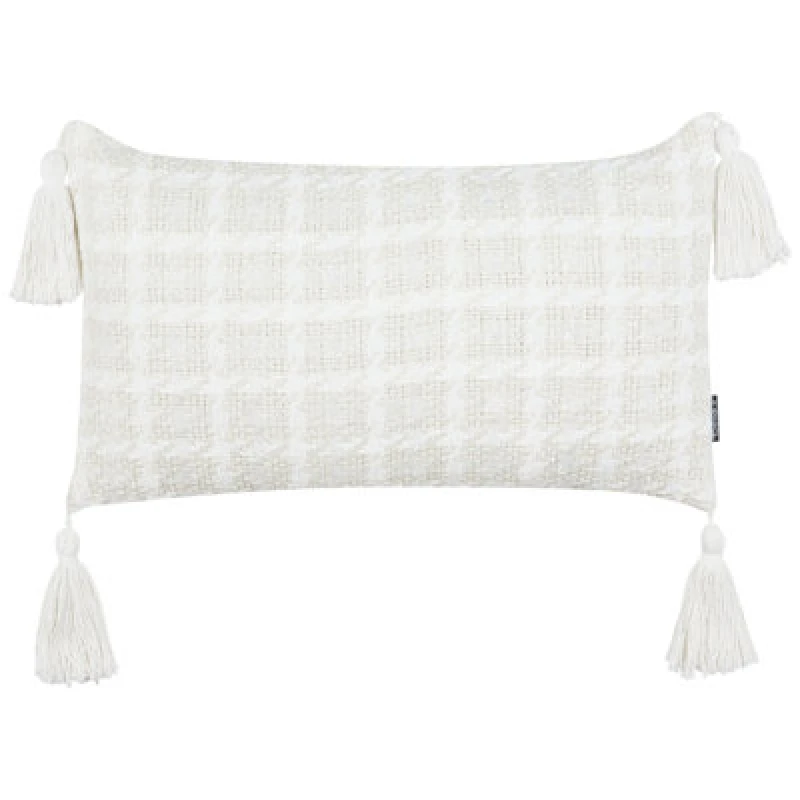 Image of Beliani Throw Cushion Douris 30 X 60 Cm Light Beige Checked