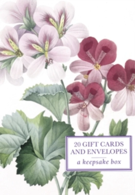 Image of Tin Box of 20 Gift Cards and Envelopes: Redoute Geranium. Cards Books