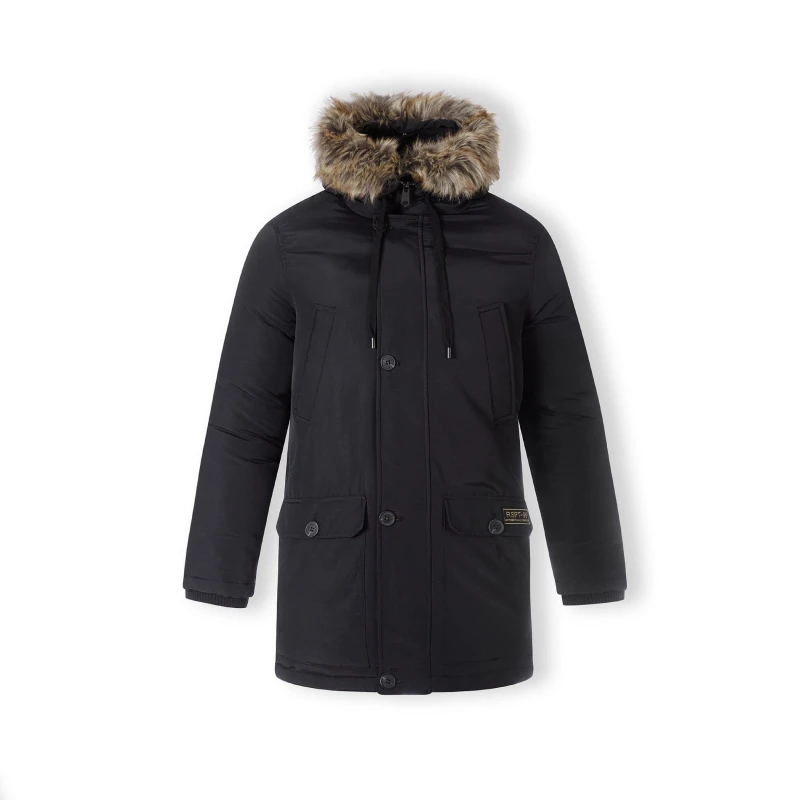 Image of Minoti Men padded parka jacket with faux fur hood Black male X Small