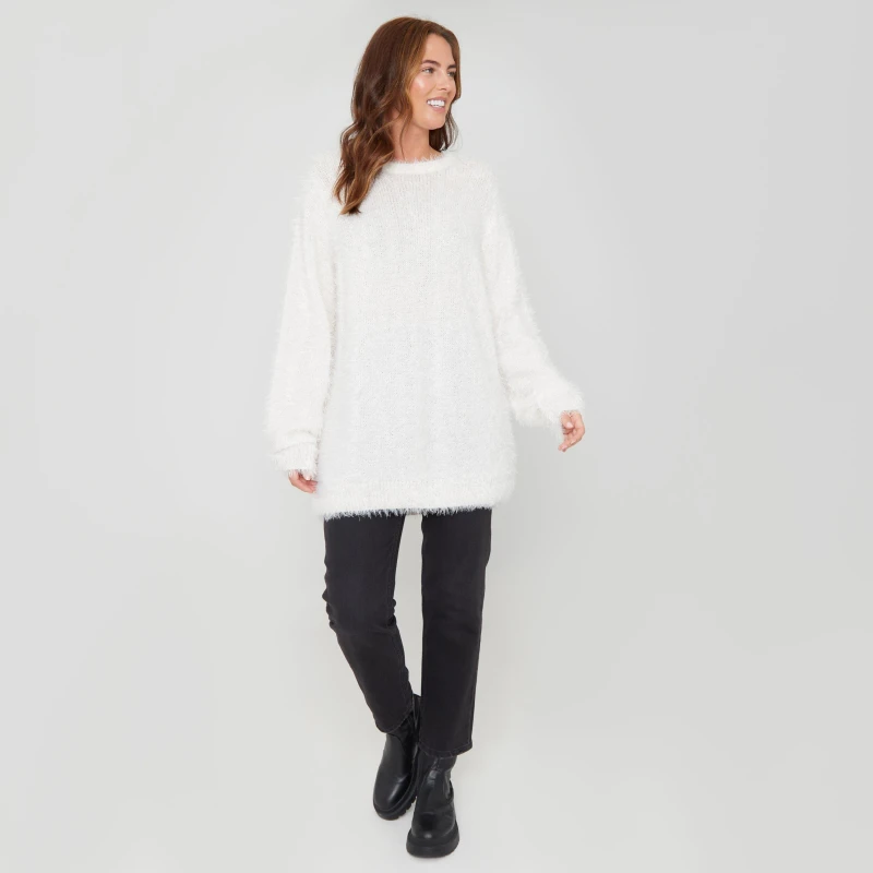 Image of Be You Fluffy Jumper Womens - Cream Cream 8 - 10
