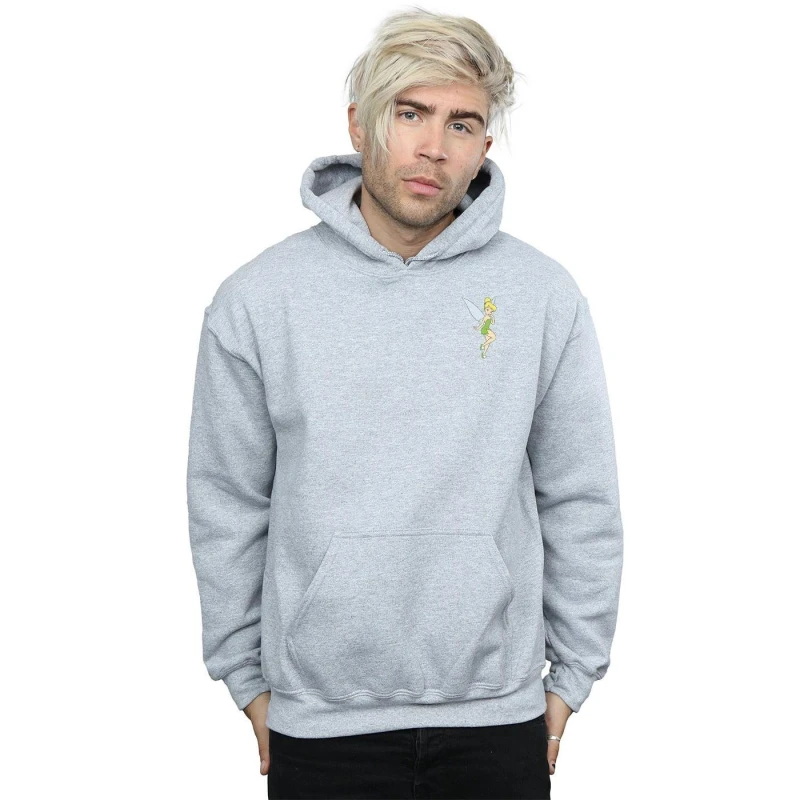 Image of Disney Men Tinkerbell Chest Hoodie in Grey Size: Small Grey S Male 5057864015225