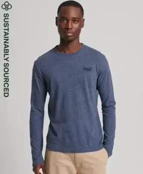 Image of Superdry Mens Organic Cotton Vintage Logo Embroidered Top Navy / Navy Marl/dark Grey - Size: S