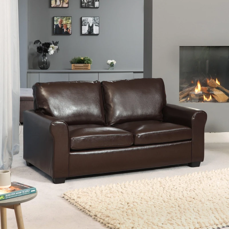 Image of Lauderdale Bonded Leather 3 Seat Sofa With Pull Out Sofa Bed - Brown