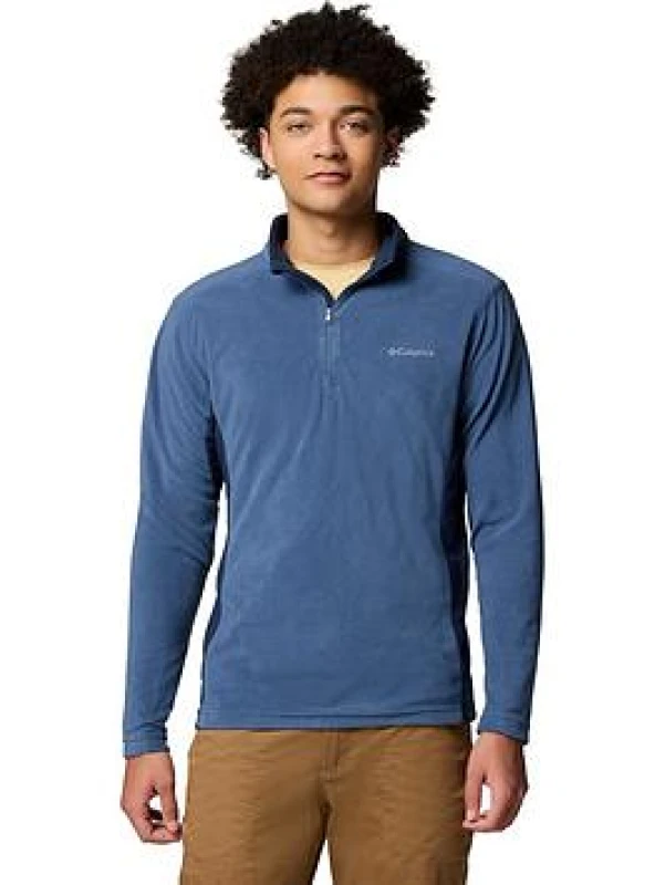 Image of Columbia Klamath High Neck Fleece Sweatshirt with Half Zip Blue + Navy Blue Men S;XS