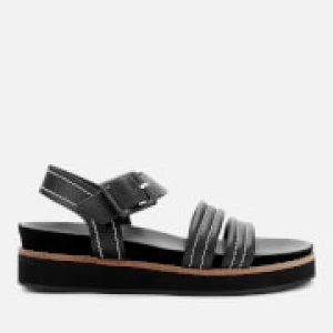 Image of Whistles Womens Contrast Stitch Footbed Sandals - Black - UK 8
