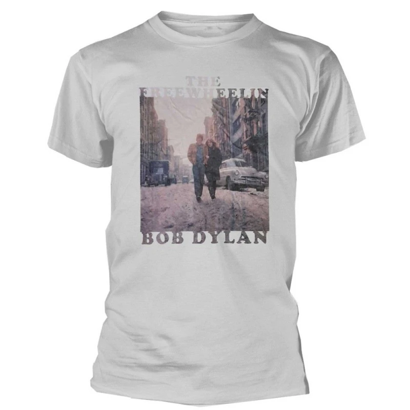Image of Bob Dylan Mens The Freewheelin T-Shirt in White Size: Large White Male L