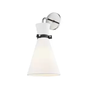 Image of Julia 1 Light Wall Sconce Polished Nickel, Linen